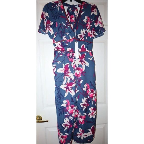 Adelyn Rae 5970298 Women's Sz XS Blue Multi Floral Print Shayne Jumpsuit $108 - Picture 3 of 12